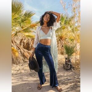 343. Ombre sheer lace floral kimono in green